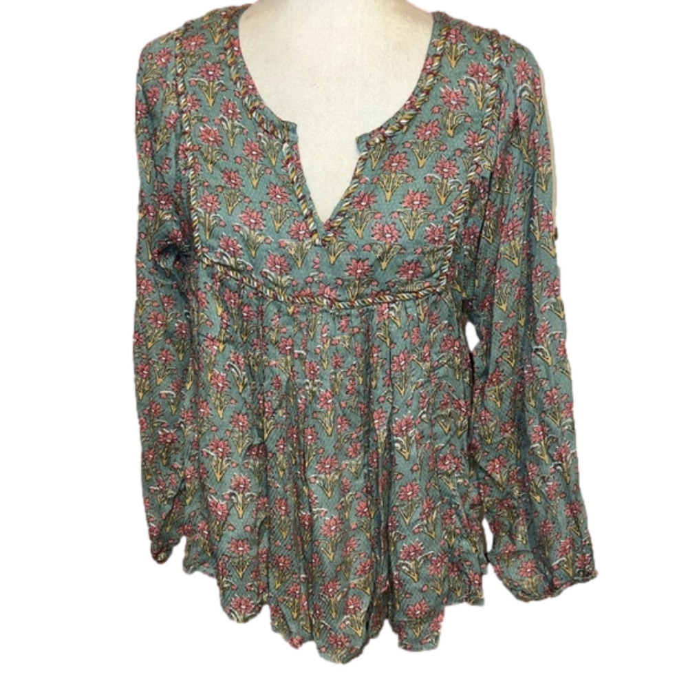Rachel Zoe Floral Blouse - Green and Pink